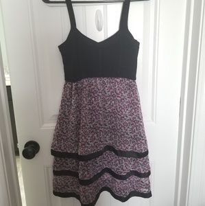 Bebe Purple and Black Floral Dress